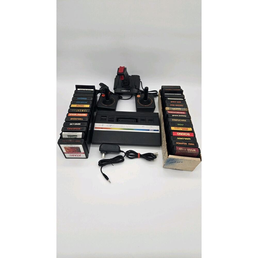 Vtg Atari 2600 Junior Jr Console System Bundle 30 Games Tested 3 Controllers